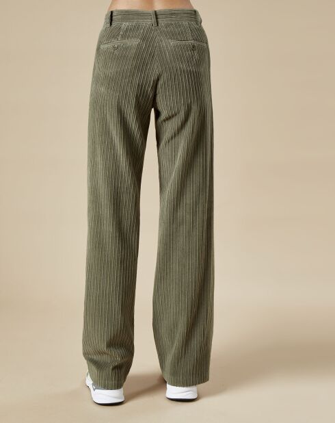 Pantaloni in velluto a coste color kaki Prago