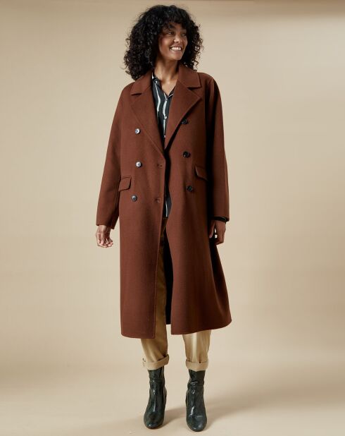 Manteau en Laine mélangée Valse  cacao