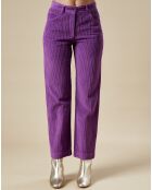 Pantalon en Velours côtelé 7/8ème Punch cassis