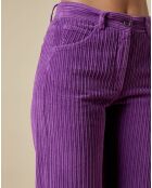 Pantalon en Velours côtelé 7/8ème Punch cassis