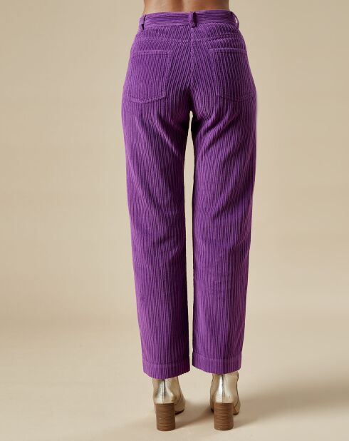 Pantalon en Velours côtelé 7/8ème Punch cassis