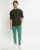 Pantalon Chino Super Slim Fit en Coton Bio mélangé Stretch vert moyen