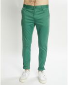 Pantalon Chino Super Slim Fit en Coton Bio mélangé Stretch vert moyen