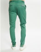 Pantalon Chino Super Slim Fit en Coton Bio mélangé Stretch vert moyen