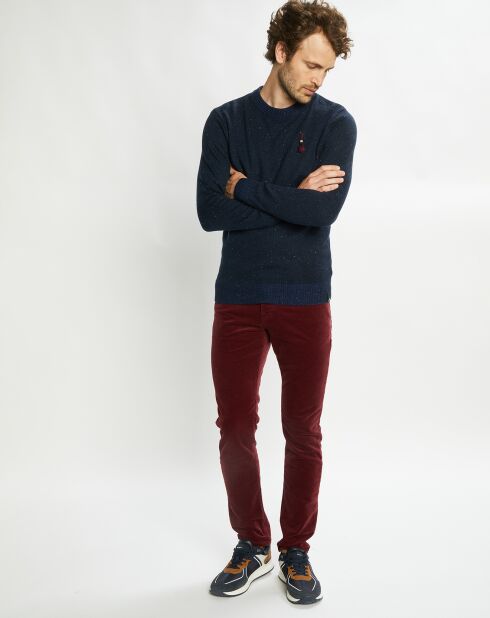 Pantalon Slim Fit en Coton Bio mélangé Velours Milleraies Ralston Corduroy bordeaux