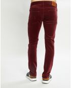 Pantalon Slim Fit en Coton Bio mélangé Velours Milleraies Ralston Corduroy bordeaux