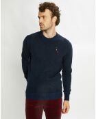 Pull en Laine mélangée col rond chiné bleu marine