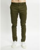 Pantalon Chino Super Slim Fit en Coton Bio mélangé Stretch kaki foncé