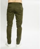 Pantalon Chino Super Slim Fit en Coton Bio mélangé Stretch kaki foncé