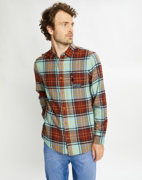 Chemise Regular Fit en Flanelle à gros carreaux marron/bleu