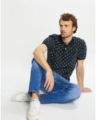 Polo Regular Fit 100% Coton Bio imprimé bleu marine