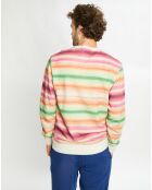 Sweat col rond rayé multicolore