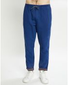 Pantalon en Lin & Coton Fave Cordon Elasticlin bleu roi