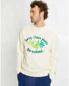 Sweat 100% Coton Bio col rond Plantes écru