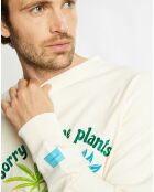 Sweat 100% Coton Bio col rond Plantes écru