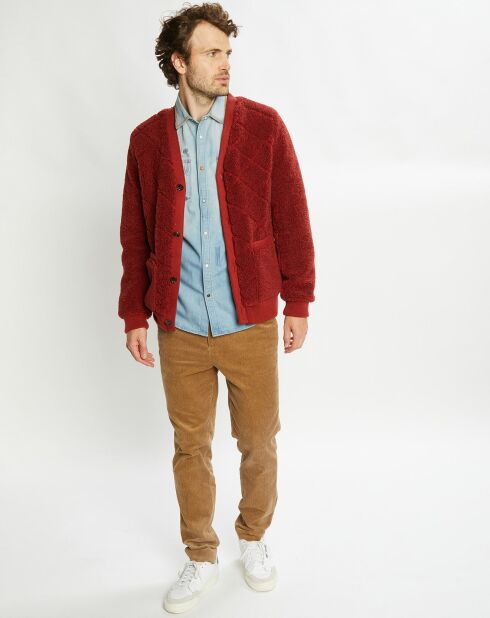 Gilet Teddy en Sherpa rouge