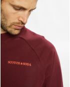 Sweat 100% Coton Bio col rond Logo Poitrine bordeaux