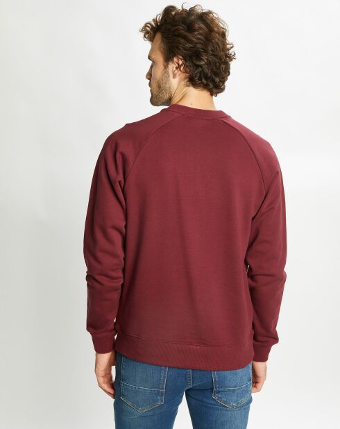 Sweat 100% Coton Bio col rond Logo Poitrine bordeaux