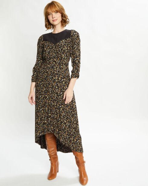 Robe longue à imprimé floral multicolore