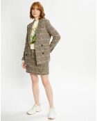 Blazer en Laine mélangée Boutonnage Check beige/marron