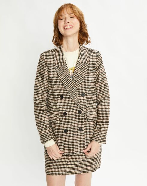 Blazer en Laine mélangée Boutonnage Check beige/marron