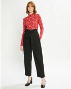 Top col montant imprimé floral rouge