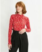 Top col montant imprimé floral rouge