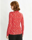 Top col montant imprimé floral rouge