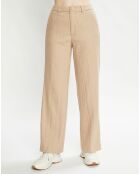 Pantalon Regular Fit en Laine mélangée Edie Text beige