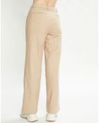 Pantalon Regular Fit en Laine mélangée Edie Text beige