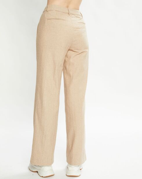 Pantalon Regular Fit en Laine mélangée Edie Text beige