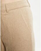 Pantalon Regular Fit en Laine mélangée Edie Text beige