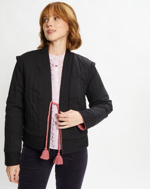 Veste Réversible Quilted noir/rose