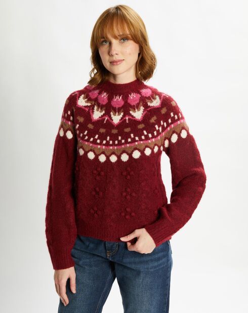 Pull en Laine mélangée Cable Tulip rouge