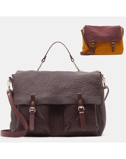 Borsa a tracolla Maxi Maths Bordeaux reversibile in pelle 24x35x9 cm