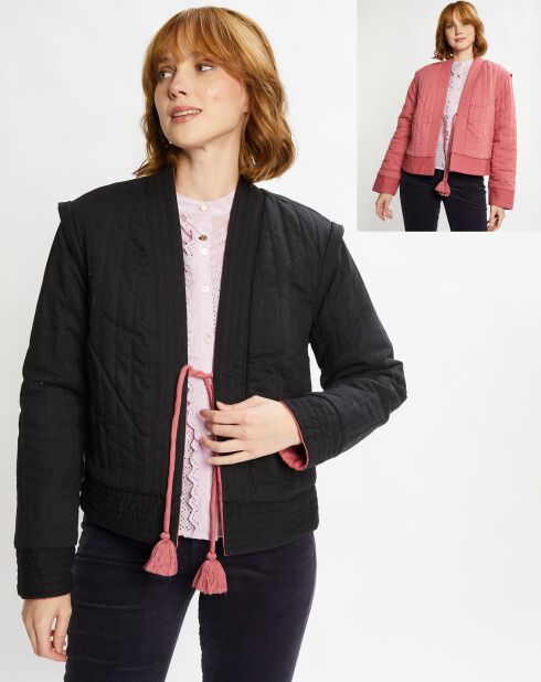 Veste Réversible Quilted noir/rose