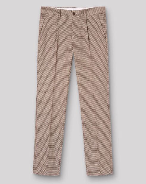 Pantalon de costume slim Bpulci pied de puce marron dune