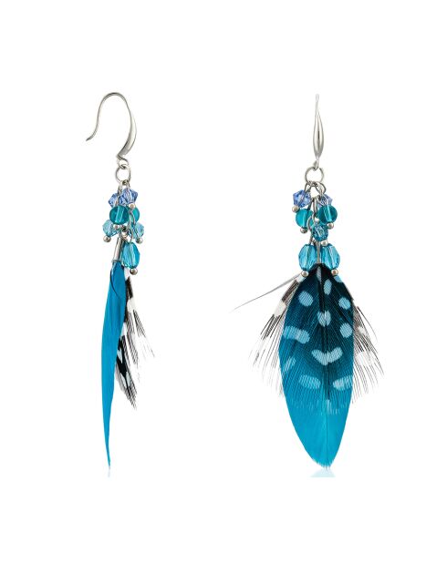 Boucles d'oreilles Plumeo bleu/argenté