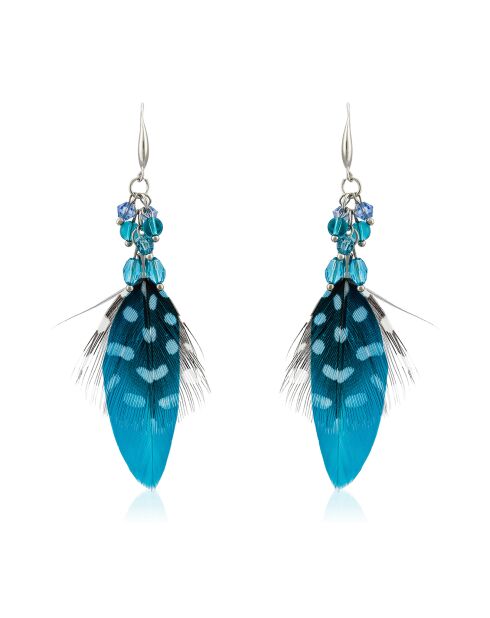 Boucles d'oreilles Plumeo bleu/argenté