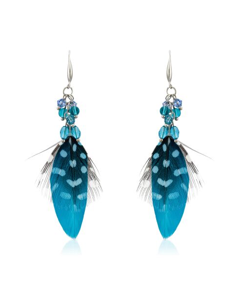 Boucles d'oreilles Plumeo bleu/argenté