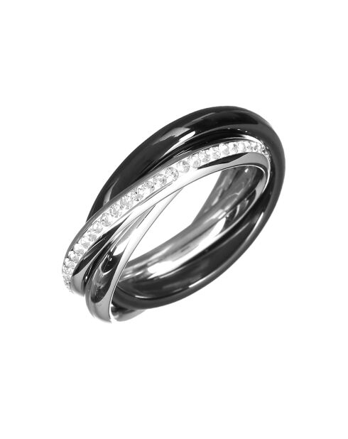 Bague Jeu de 3 anneaux Entrelacés Unidiance noirs