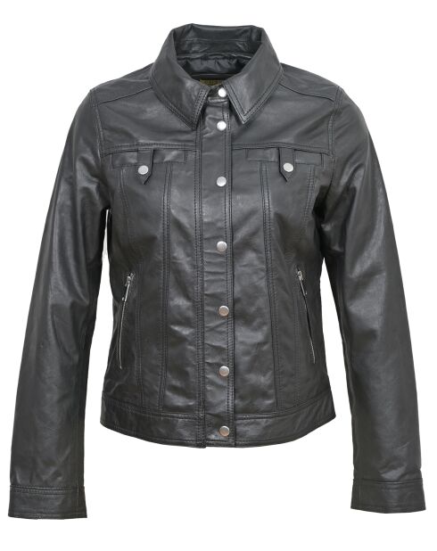 Veste en Cuir Catia noire