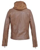 Veste en Cuir à capuche Cloelia cognac