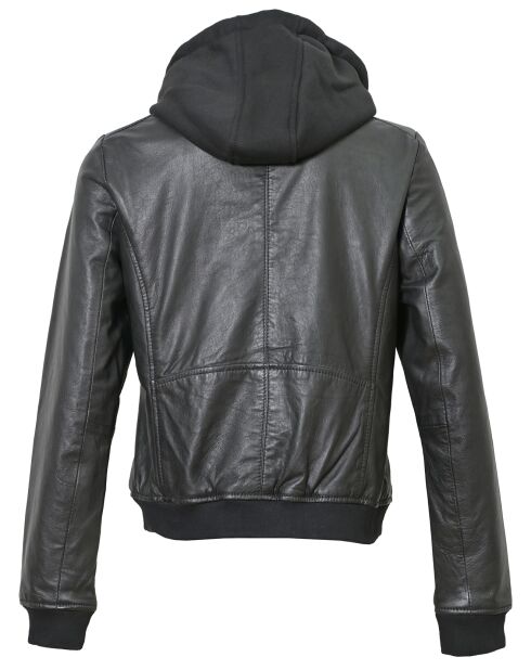 Veste en Cuir à capuche Cornelia noire