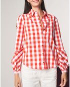 Chemise Manche B Karline à carreaux rouge