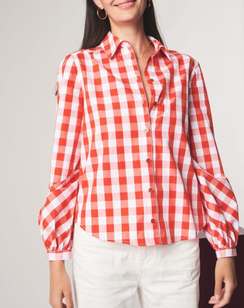 Chemise Manche B Karline à carreaux rouge