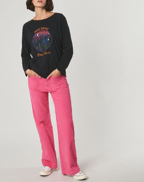 Pantaloni larghi in velluto a coste rosa Sorah