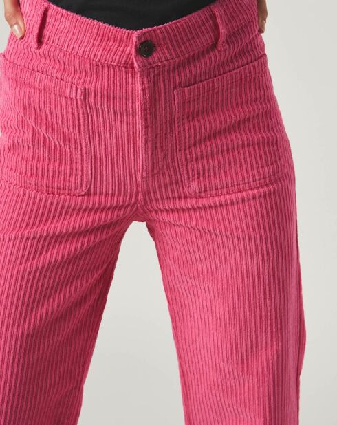 Pantaloni larghi in velluto a coste rosa Sorah