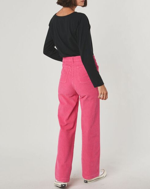 Pantaloni larghi in velluto a coste rosa Sorah