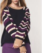 Pull en Laine mélangée Raglan Apolline bleu marine/violet